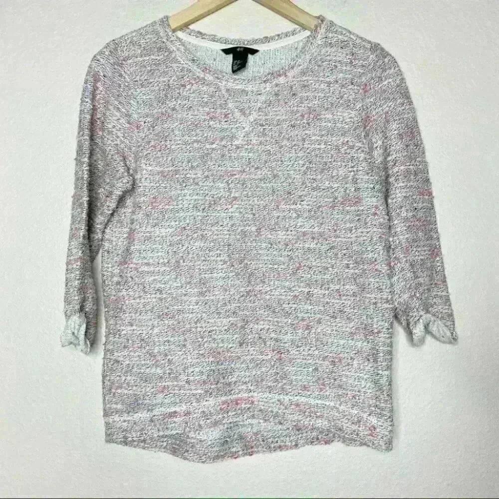 H&M Pink and White Sweater